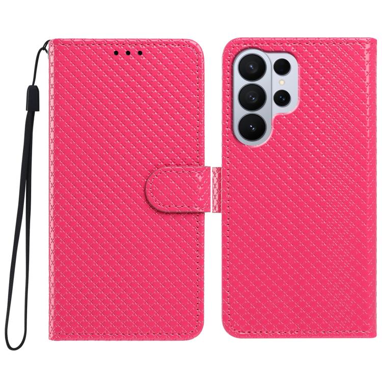 Custodia per telefono in ecopelle con fibbia a specchio e cordino nero sottile., For Galaxy S26+ 5G, For Galaxy S26 Ultra 5G
