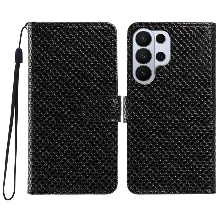 Custodia per telefono in ecopelle con fibbia a specchio e cordino nero sottile., For Galaxy S26+ 5G, For Galaxy S26 Ultra 5G