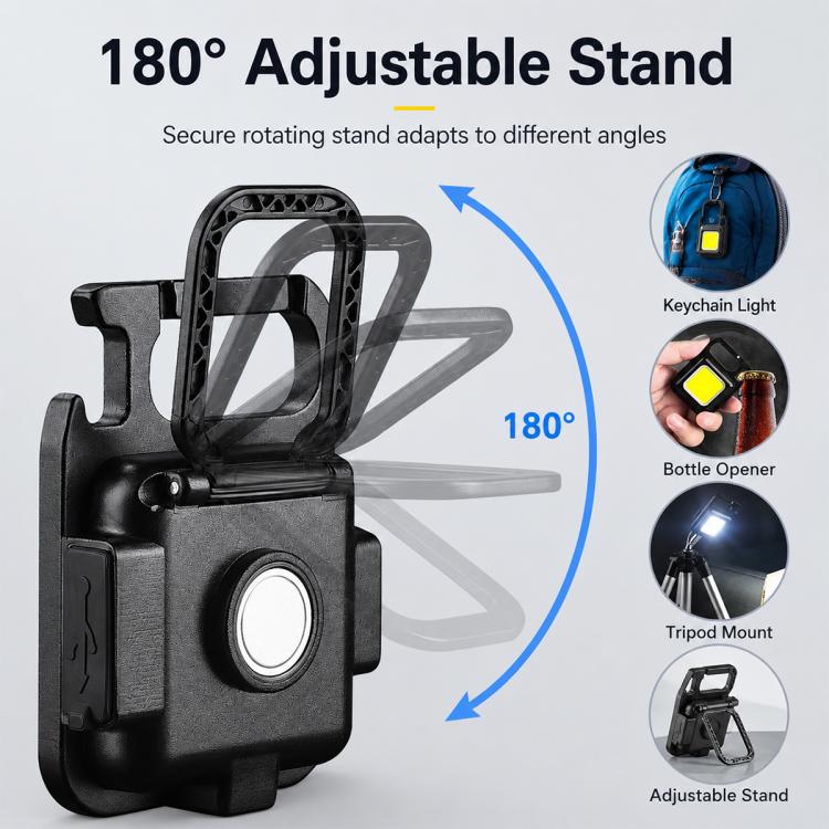 Mini torcia a LED COB portatile da portachiavi per campeggio., 150mAh, 200mAh, 300mAh, 500mAh, 800mAh