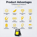 Mini torcia a LED COB portatile da portachiavi per campeggio., 150mAh, 200mAh, 300mAh, 500mAh, 800mAh