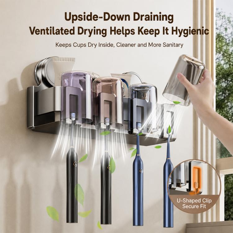 Porta spazzolini da denti con ventosa senza foratura, 2-person, 3-person, 4-person, 2-person with Cup, 3-person with Cup, 4-person with Cup