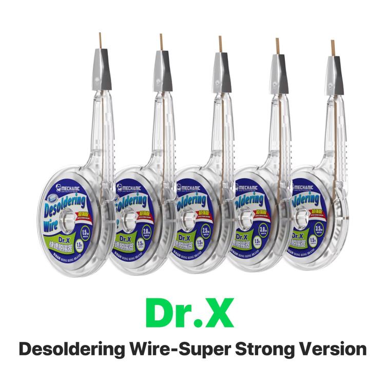Nastro dissaldante di precisione MECHANIC Dr.X Super Strong Version da 1,5 m, 1.5x1.5mm, 2.0x1.5mm, 2.5x1.5mm, 3.0x1.5mm, 3.5x1.5mm