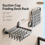 Stendibiancheria pieghevole da balcone con ventosa multi-clip, senza foratura, 18 Clips, 24 Clips, 30 Clips