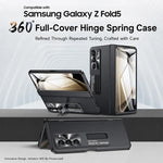 Custodia per telefono con cerniera a molla in policarbonato verniciato a spruzzo e pellicola integrata, con supporto, For Galaxy Z Fold5