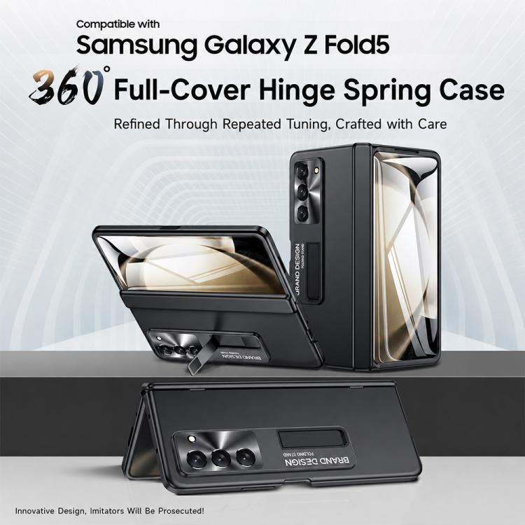Custodia per telefono con cerniera a molla in policarbonato verniciato a spruzzo e pellicola integrata, con supporto, For Galaxy Z Fold5