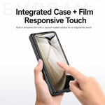 Custodia per telefono con cerniera a molla in policarbonato verniciato a spruzzo e pellicola integrata, con supporto, For Galaxy Z Fold5