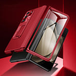 Custodia per telefono con cerniera a molla in policarbonato verniciato a spruzzo e pellicola integrata, con supporto, For Galaxy Z Fold5