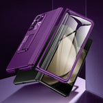 Custodia per telefono con cerniera a molla in policarbonato verniciato a spruzzo e pellicola integrata, con supporto, For Galaxy Z Fold5
