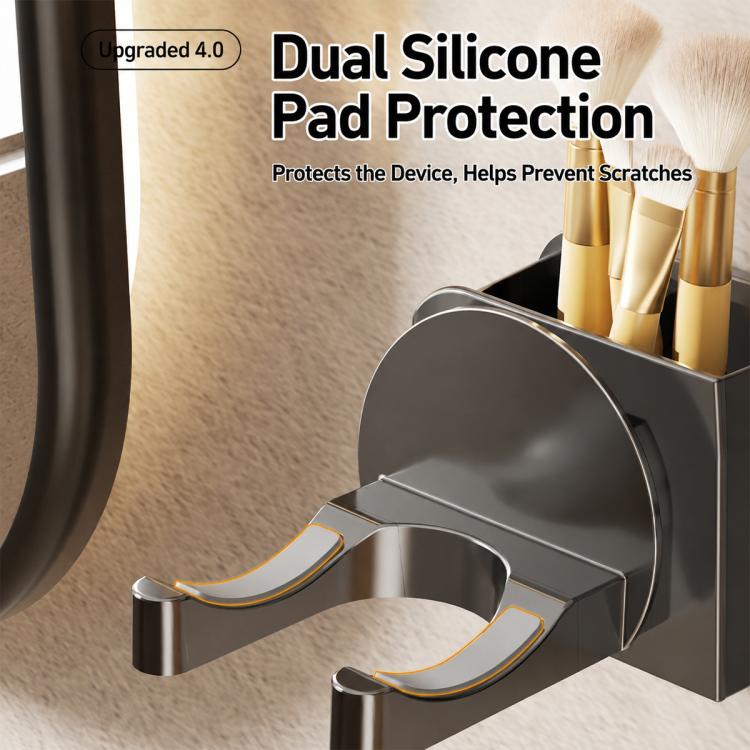 Supporto per asciugacapelli da bagno con ventosa, senza bisogno di forare, da montare a parete., with Lazy Rack, without Lazy Rack