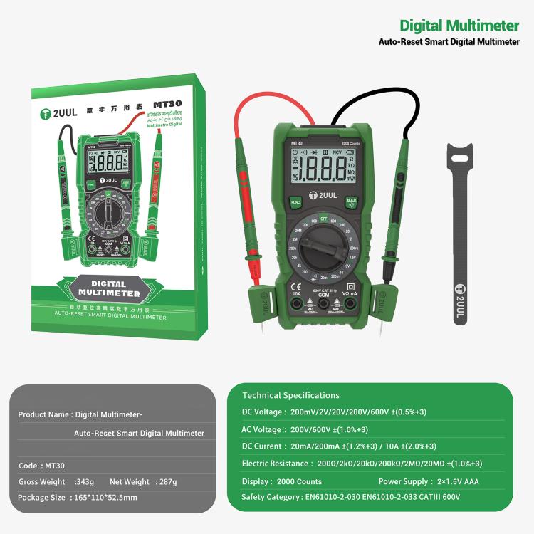 Multimetro digitale 2UUL MT30 con selezione automatica