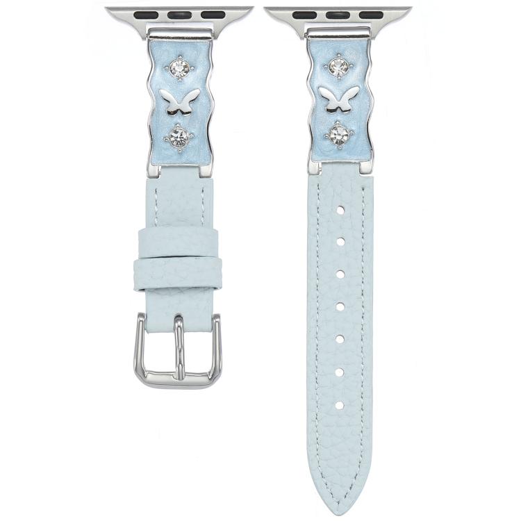 Cinturino per orologio Shooting Star in pelle con grana di litchi e resina epossidica a farfalla., For Apple Watch 46mm / 49mm / 45mm / 44mm, For Apple Watch 42mm / 41mm / 40mm / 38mm