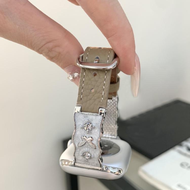 Cinturino per orologio Shooting Star in pelle con grana di litchi e resina epossidica a farfalla., For Apple Watch 46mm / 49mm / 45mm / 44mm, For Apple Watch 42mm / 41mm / 40mm / 38mm