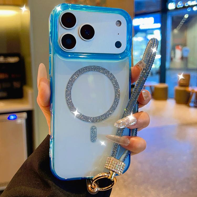 Custodia per telefono UTRYEE con anello magnetico glitterato e cinturino da polso con strass, For iPhone 17 Pro Max, For iPhone 17 Pro, For iPhone 17