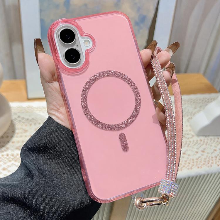 Custodia per telefono UTRYEE con anello magnetico glitterato e cinturino da polso con strass, For iPhone 17 Pro Max, For iPhone 17 Pro, For iPhone 17
