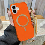 Custodia per telefono UTRYEE con anello magnetico glitterato e cinturino da polso con strass, For iPhone 16 Pro Max, For iPhone 16 Pro, For iPhone 16