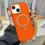 Custodia per telefono UTRYEE con anello magnetico glitterato e cinturino da polso con strass, For iPhone 15 Pro Max, For iPhone 15 Pro, For iPhone 15