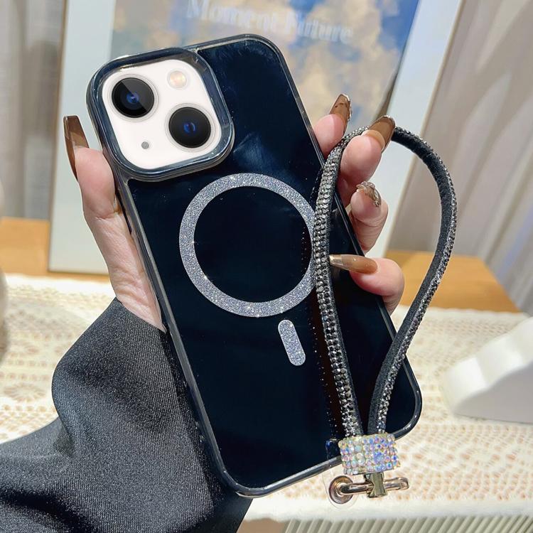 Custodia per telefono UTRYEE con anello magnetico glitterato e cinturino da polso con strass, For iPhone 13 Pro, For iPhone 13 / 14, For iPhone 12 Pro Max