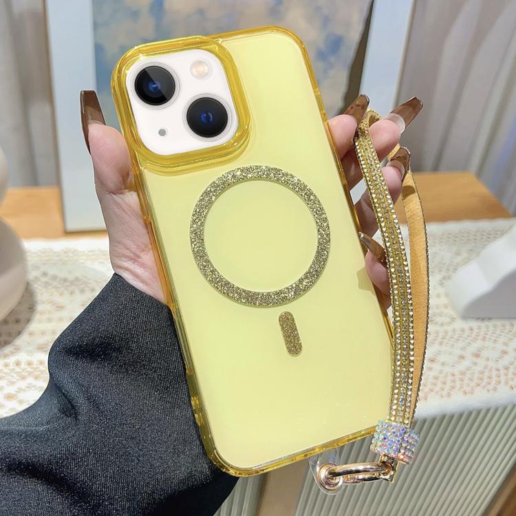Custodia per telefono UTRYEE con anello magnetico glitterato e cinturino da polso con strass, For iPhone 13 Pro, For iPhone 13 / 14, For iPhone 12 Pro Max