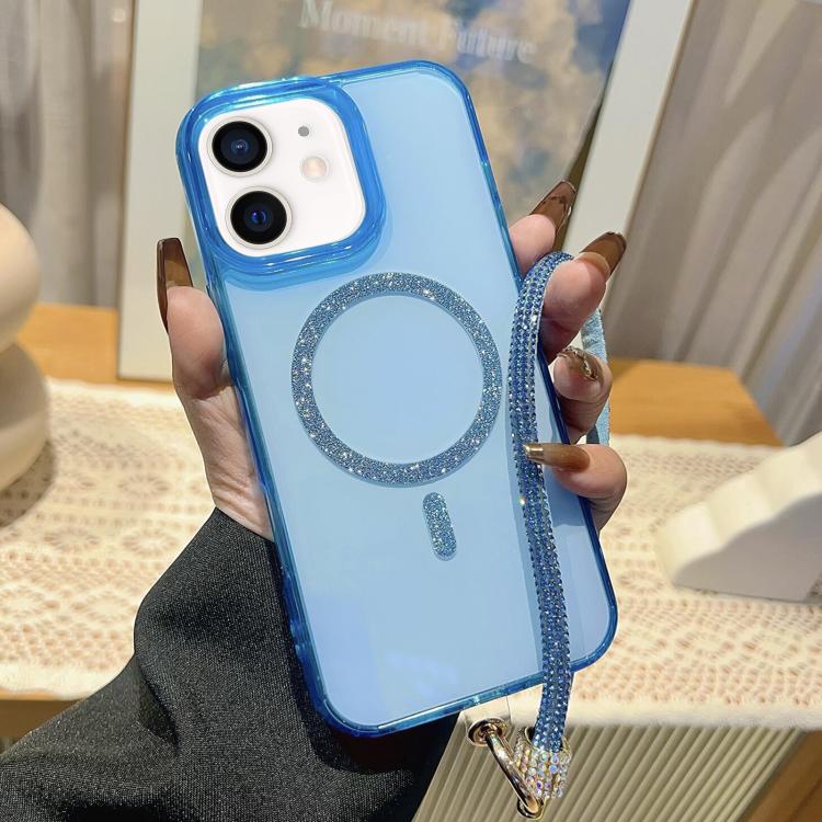 Custodia per telefono UTRYEE con anello magnetico glitterato e cinturino da polso con strass, For iPhone 12 Pro / 12, For iPhone 11 Pro Max, For iPhone 11