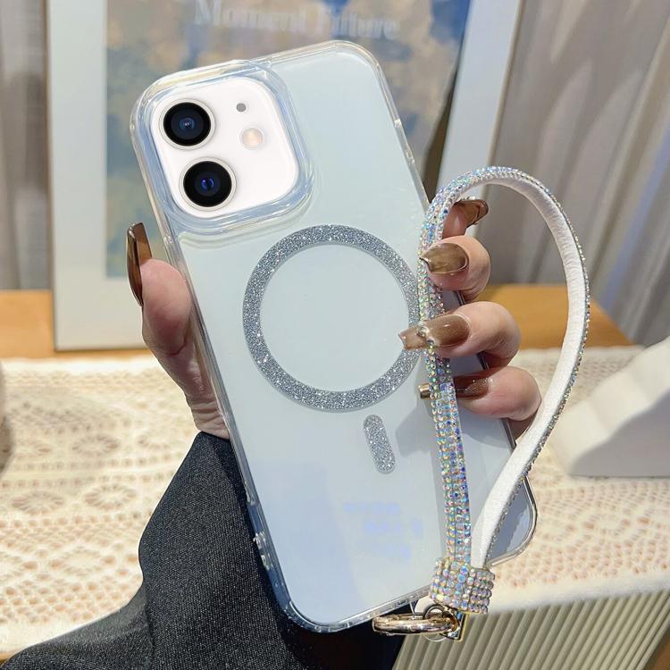 Custodia per telefono UTRYEE con anello magnetico glitterato e cinturino da polso con strass, For iPhone 12 Pro / 12, For iPhone 11 Pro Max, For iPhone 11