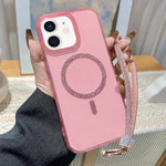 Custodia per telefono UTRYEE con anello magnetico glitterato e cinturino da polso con strass, For iPhone 12 Pro / 12, For iPhone 11 Pro Max, For iPhone 11
