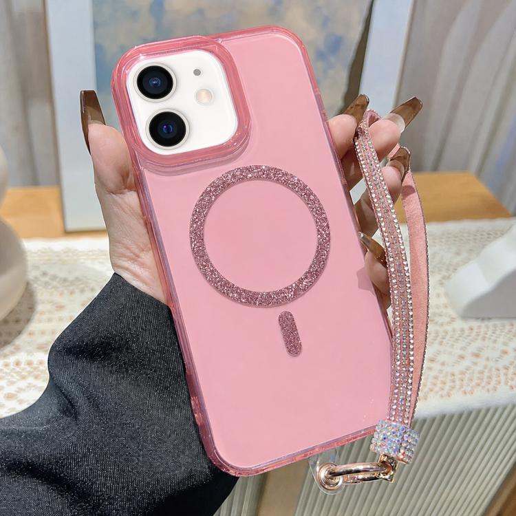 Custodia per telefono UTRYEE con anello magnetico glitterato e cinturino da polso con strass, For iPhone 12 Pro / 12, For iPhone 11 Pro Max, For iPhone 11