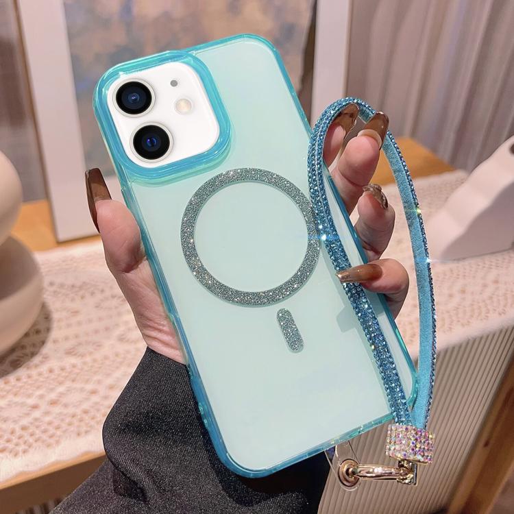 Custodia per telefono UTRYEE con anello magnetico glitterato e cinturino da polso con strass, For iPhone 12 Pro / 12, For iPhone 11 Pro Max, For iPhone 11