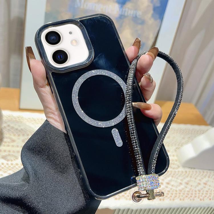 Custodia per telefono UTRYEE con anello magnetico glitterato e cinturino da polso con strass, For iPhone 12 Pro / 12, For iPhone 11 Pro Max, For iPhone 11