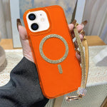 Custodia per telefono UTRYEE con anello magnetico glitterato e cinturino da polso con strass, For iPhone 12 Pro / 12, For iPhone 11 Pro Max, For iPhone 11