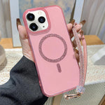 Custodia per telefono UTRYEE con anello magnetico glitterato e cinturino da polso con strass, For iPhone 12 Pro / 12, For iPhone 11 Pro Max, For iPhone 11
