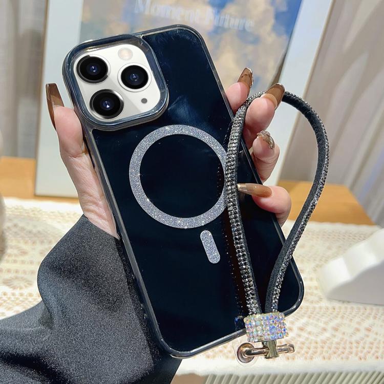 Custodia per telefono UTRYEE con anello magnetico glitterato e cinturino da polso con strass, For iPhone 12 Pro / 12, For iPhone 11 Pro Max, For iPhone 11