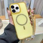 Custodia per telefono UTRYEE con anello magnetico glitterato e cinturino da polso con strass, For iPhone 12 Pro / 12, For iPhone 11 Pro Max, For iPhone 11