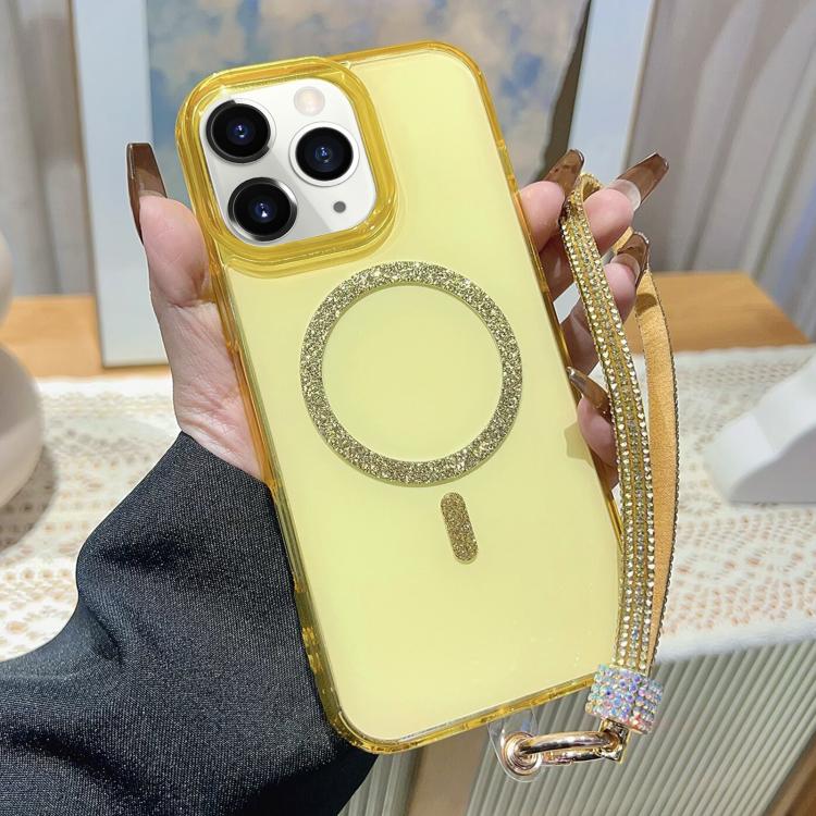 Custodia per telefono UTRYEE con anello magnetico glitterato e cinturino da polso con strass, For iPhone 12 Pro / 12, For iPhone 11 Pro Max, For iPhone 11