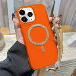 Custodia per telefono UTRYEE con anello magnetico glitterato e cinturino da polso con strass, For iPhone 12 Pro / 12, For iPhone 11 Pro Max, For iPhone 11