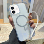 Custodia per telefono UTRYEE con anello magnetico glitterato e cinturino da polso con strass, For iPhone 12 Pro / 12, For iPhone 11 Pro Max, For iPhone 11