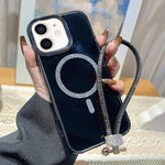 Custodia per telefono UTRYEE con anello magnetico glitterato e cinturino da polso con strass, For iPhone 12 Pro / 12, For iPhone 11 Pro Max, For iPhone 11