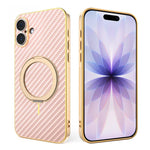Custodia per telefono con supporto girevole a 360 gradi e texture in fibra di carbonio elettrolitica, For iPhone 17e / 16e, For iPhone 17 Pro Max, For iPhone 17 Pro, For iPhone 17, For iPhone Air, For iPhone 16 Pro Max, For iPhone 16 Pro               ...