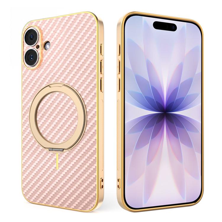 Custodia per telefono con supporto girevole a 360 gradi e texture in fibra di carbonio elettrolitica, For iPhone 17e / 16e, For iPhone 17 Pro Max, For iPhone 17 Pro, For iPhone 17, For iPhone Air, For iPhone 16 Pro Max, For iPhone 16 Pro               ...
