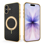Custodia per telefono con supporto girevole a 360 gradi e texture in fibra di carbonio elettrolitica, For iPhone 17e / 16e, For iPhone 17 Pro Max, For iPhone 17 Pro, For iPhone 17, For iPhone Air, For iPhone 16 Pro Max, For iPhone 16 Pro               ...