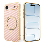 Custodia per telefono con supporto girevole a 360 gradi e texture in fibra di carbonio elettrolitica, For iPhone 17e / 16e, For iPhone 17 Pro Max, For iPhone 17 Pro, For iPhone 17, For iPhone Air, For iPhone 16 Pro Max, For iPhone 16 Pro               ...