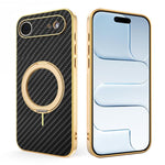 Custodia per telefono con supporto girevole a 360 gradi e texture in fibra di carbonio elettrolitica, For iPhone 17e / 16e, For iPhone 17 Pro Max, For iPhone 17 Pro, For iPhone 17, For iPhone Air, For iPhone 16 Pro Max, For iPhone 16 Pro               ...