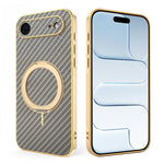 Custodia per telefono con supporto girevole a 360 gradi e texture in fibra di carbonio elettrolitica, For iPhone 17e / 16e, For iPhone 17 Pro Max, For iPhone 17 Pro, For iPhone 17, For iPhone Air, For iPhone 16 Pro Max, For iPhone 16 Pro               ...