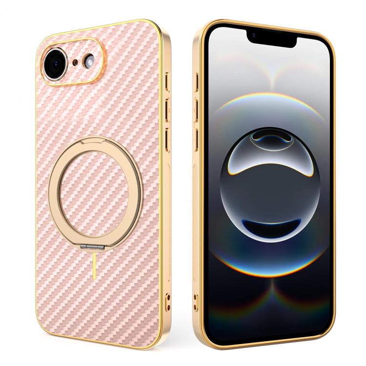 Custodia per telefono con supporto girevole a 360 gradi e texture in fibra di carbonio elettrolitica, For iPhone 17e / 16e, For iPhone 17 Pro Max, For iPhone 17 Pro, For iPhone 17, For iPhone Air, For iPhone 16 Pro Max, For iPhone 16 Pro               ...