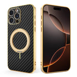 Custodia per telefono con supporto girevole a 360 gradi e texture in fibra di carbonio elettrolitica, For iPhone 17e / 16e, For iPhone 17 Pro Max, For iPhone 17 Pro, For iPhone 17, For iPhone Air, For iPhone 16 Pro Max, For iPhone 16 Pro               ...