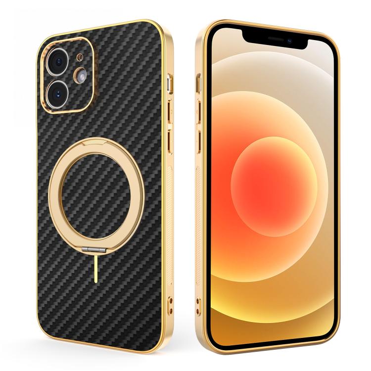 Custodia per telefono con supporto girevole a 360 gradi e texture in fibra di carbonio elettrolitica, For iPhone 14 Pro Max, For iPhone 13 Pro Max, For iPhone 13 Pro, For iPhone 13, For iPhone 12, For iPhone 12 Pro Max, For iPhone 12 Pro               ...