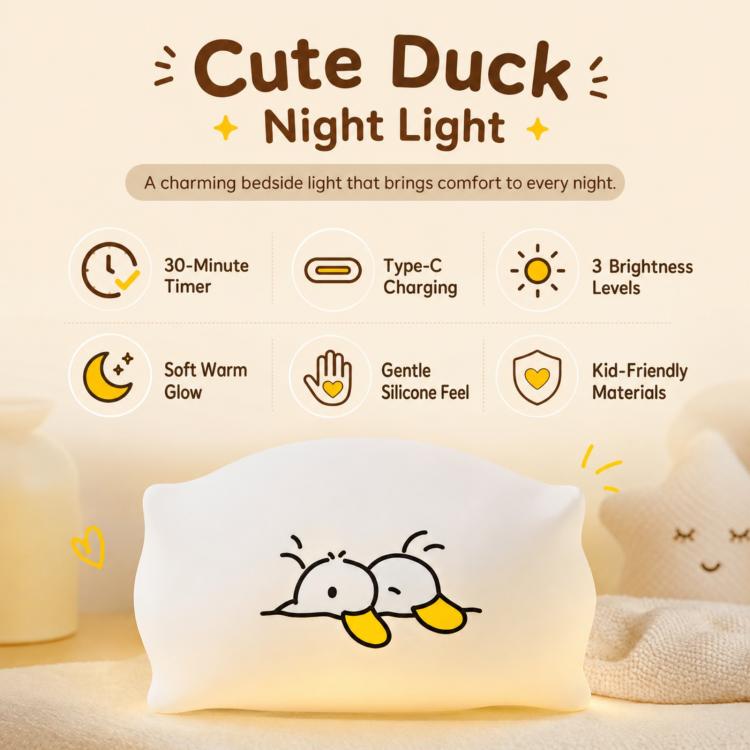 ZHL001Y Cuscino Early To Bed con luce notturna a forma di anatra e sensore tattile