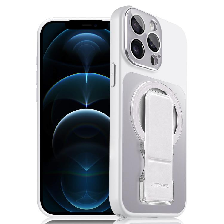 Custodia magnetica per telefono UTRYEE color argento con supporto pieghevole in PU, For iPhone 12 Pro Max, For iPhone 12 Pro