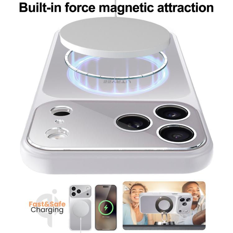 Custodia magnetica per telefono UTRYEE color argento con supporto pieghevole in PU, For iPhone 12 Pro Max, For iPhone 12 Pro