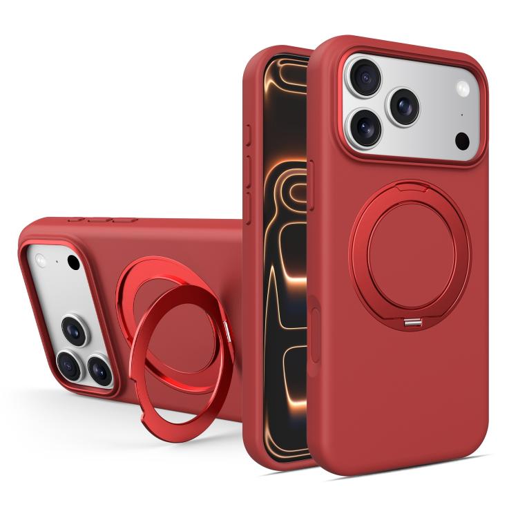 Custodia magnetica per telefono in silicone liquido con supporto girevole, For iPhone 17 Pro Max, For iPhone 17 Pro, For iPhone 17