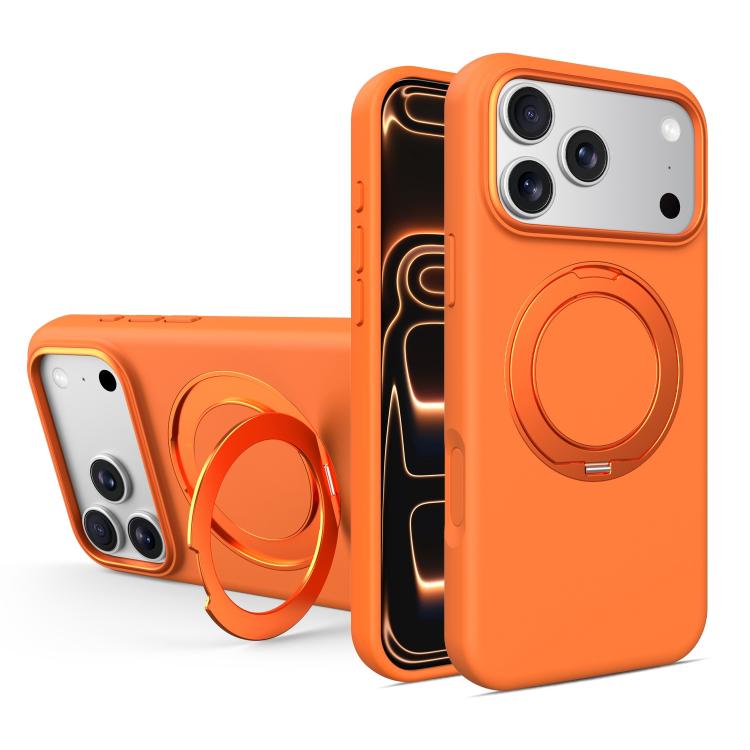 Custodia magnetica per telefono in silicone liquido con supporto girevole, For iPhone 17 Pro Max, For iPhone 17 Pro, For iPhone 17